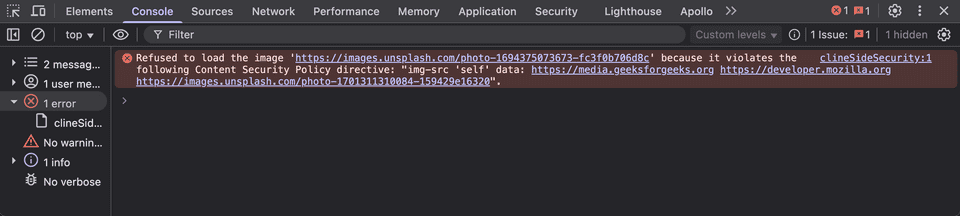 CSP error in console
